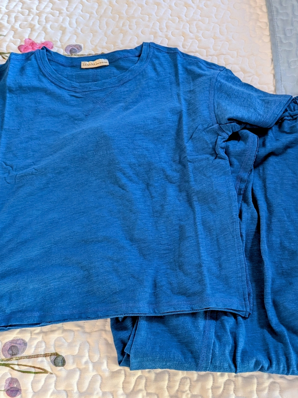 NWOT Zanana Blue Short-Sleeve Woman's Wide Leg Pants & Tee
